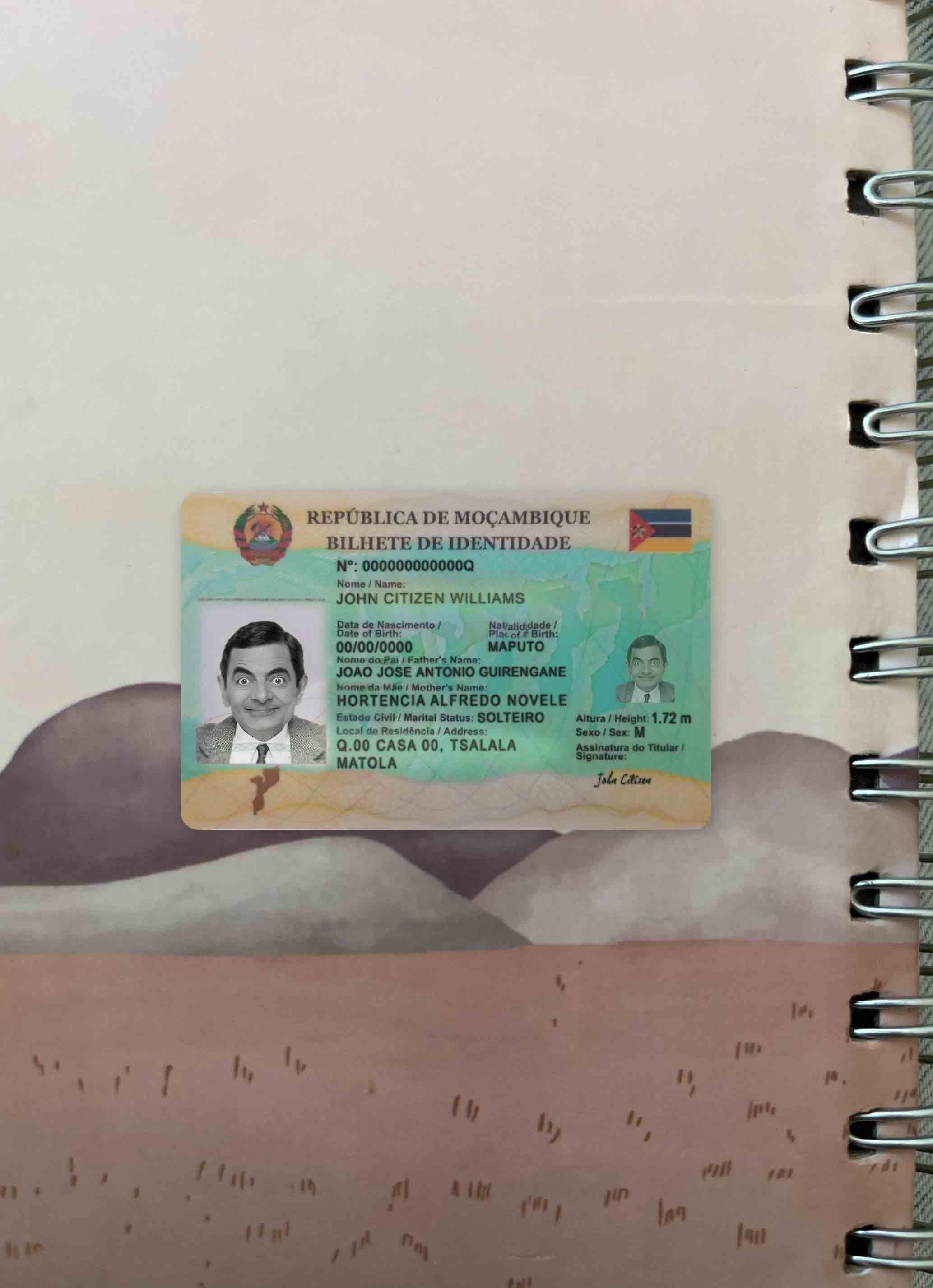 Mozambique id photolook FRONT PSD template